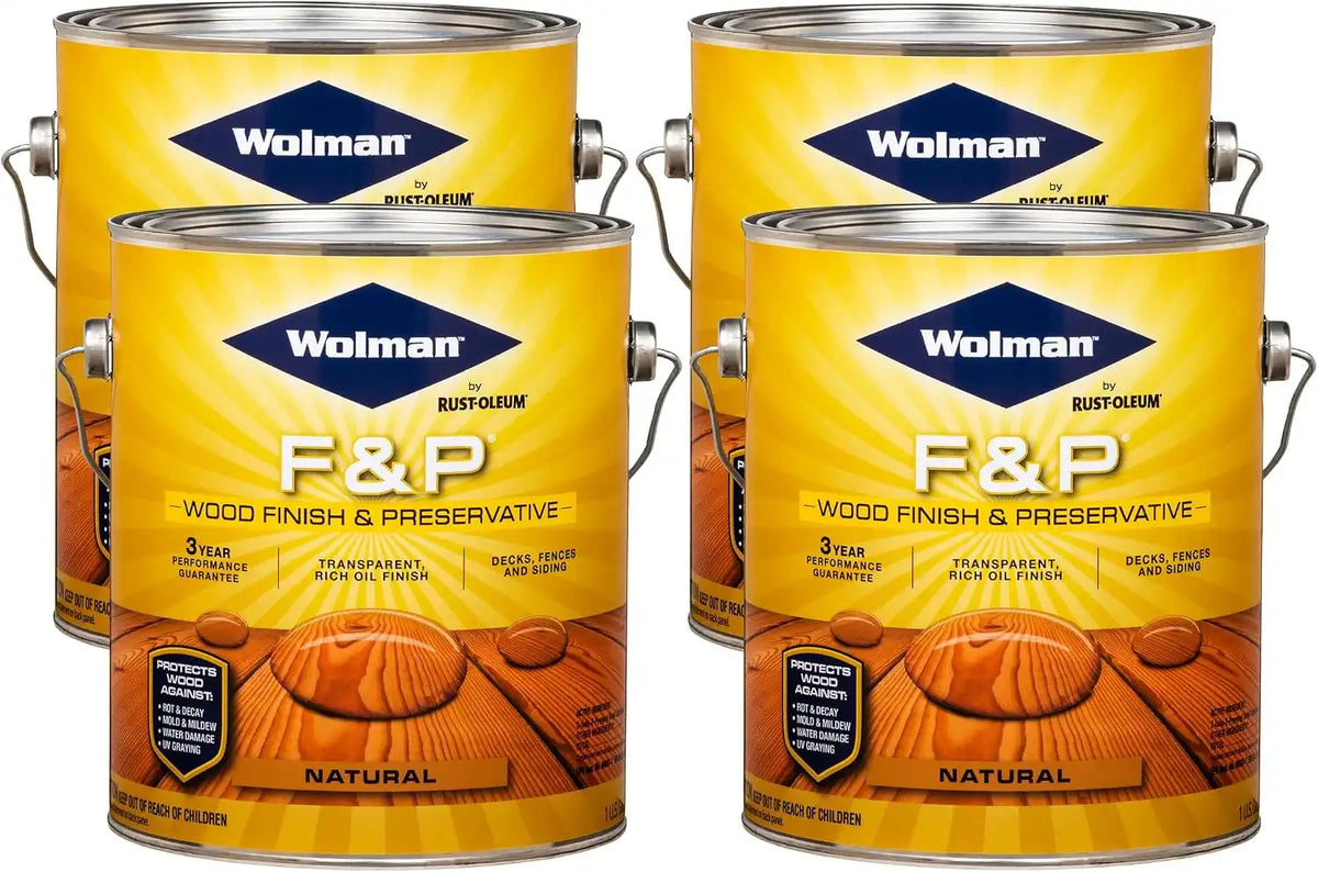 Wolman 14396-4PK F&P Oil-Based Wood Finish & Preservative Transparent Stain, Gallon, Natural, 4 Pack