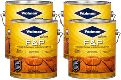 Wolman 14396-4PK F&P Oil-Based Wood Finish & Preservative Transparent Stain, Gallon, Natural, 4 Pack