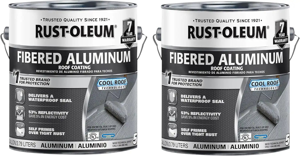 Rust-Oleum 510 Fibered Aluminum Roof Coating, Gallon, 2 Pack