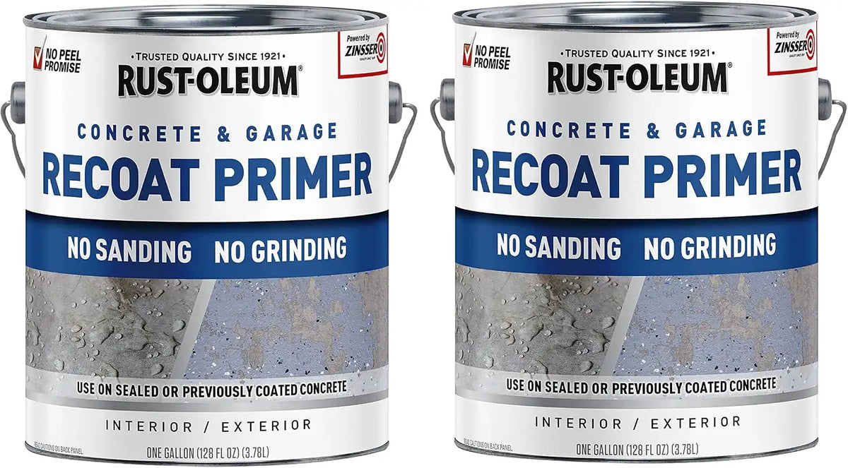 Rust-Oleum 338806-2PK Concrete & Garage Floor Recoat Primer, Gallon, Gray, 2 Pack