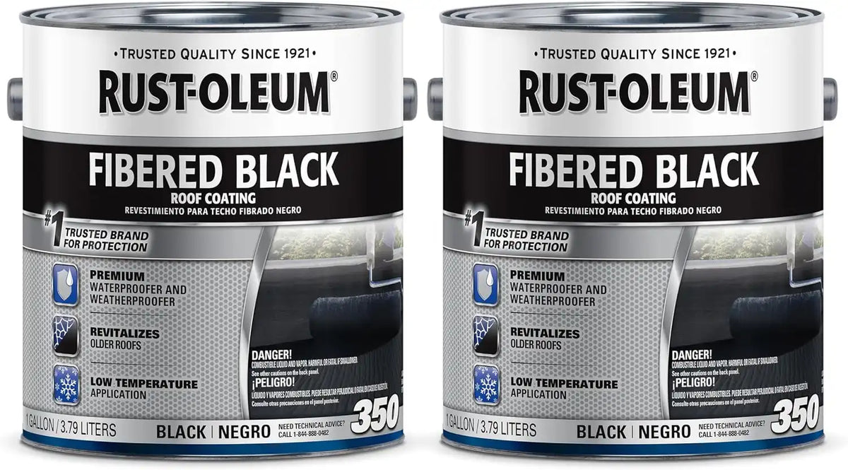 Rust-Oleum 350 Fibered Black Roof Coating, Gallon, 2 Pack