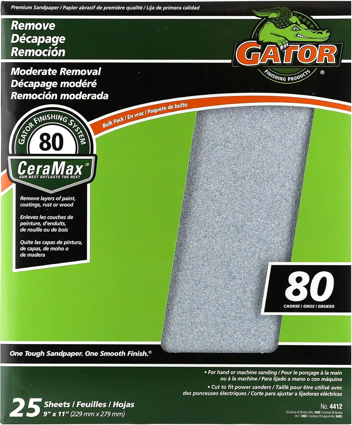Gator CeraMax 9" x 11" Ceramic Sanding Sheets, 80 Grit, 25 Pack