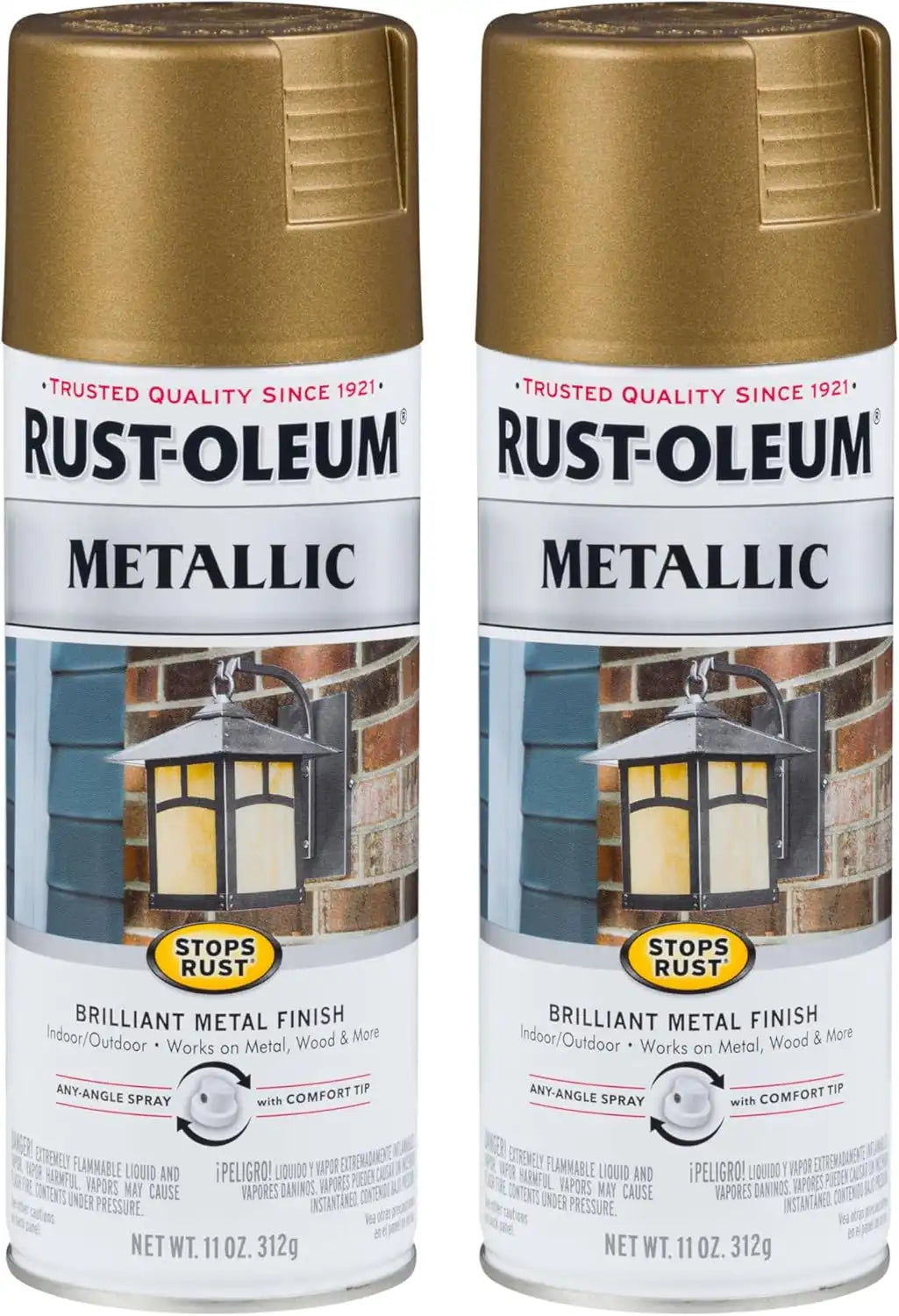 Rust-Oleum 313142 Stops Rust Metallic Spray Paint, 11 oz, Champagne Bronze, 2 Pack