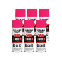Rust-Oleum 1659830-6PK Industrial Choice 1600 System Multi-Purpose Spray Paint, 12 oz, Fluorescent Pink, 6 Pack