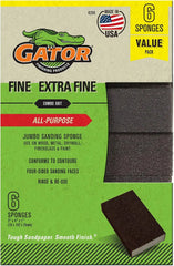 Gator Multi-Surface Sanding Sponge, 3" x 4" x 1", Extra Fine/Fine Grit, 6 Pack