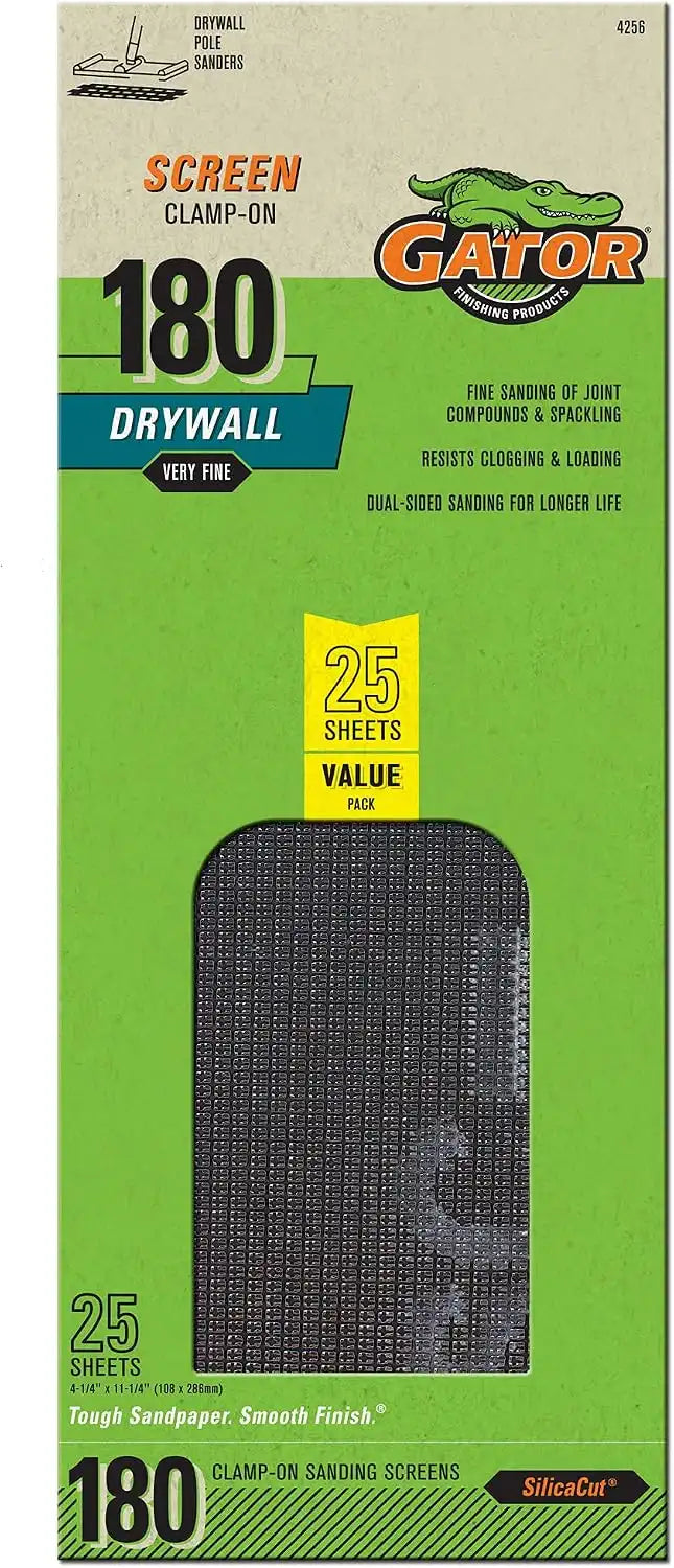Gator Blade Grit 180 Grit 4-3/8 in. x 11 in. Precut Drywall Sanding Screen (25-Pack) - 1 Each