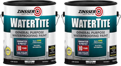 Zinsser 369381-2PK WaterTite General Purpose Waterproofing Paint, Gallon, White, 2 Pack