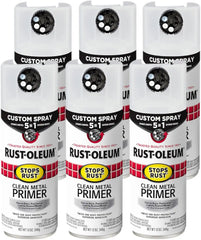 Rust-Oleum 384758-6PK Stops Rust Custom Spray 5-in-1 Clean Metal Primer Spray, 12 oz, Flat White, 6 Pack
