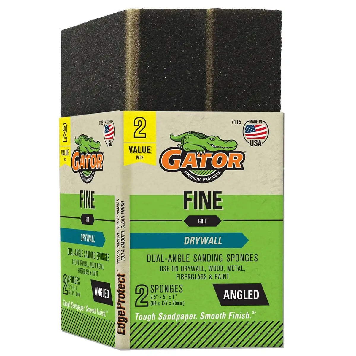Gator 7115 Medium 120-Grit Sanding Sponge, 2.5 x 5 x 1 Inch, 2 Sponges