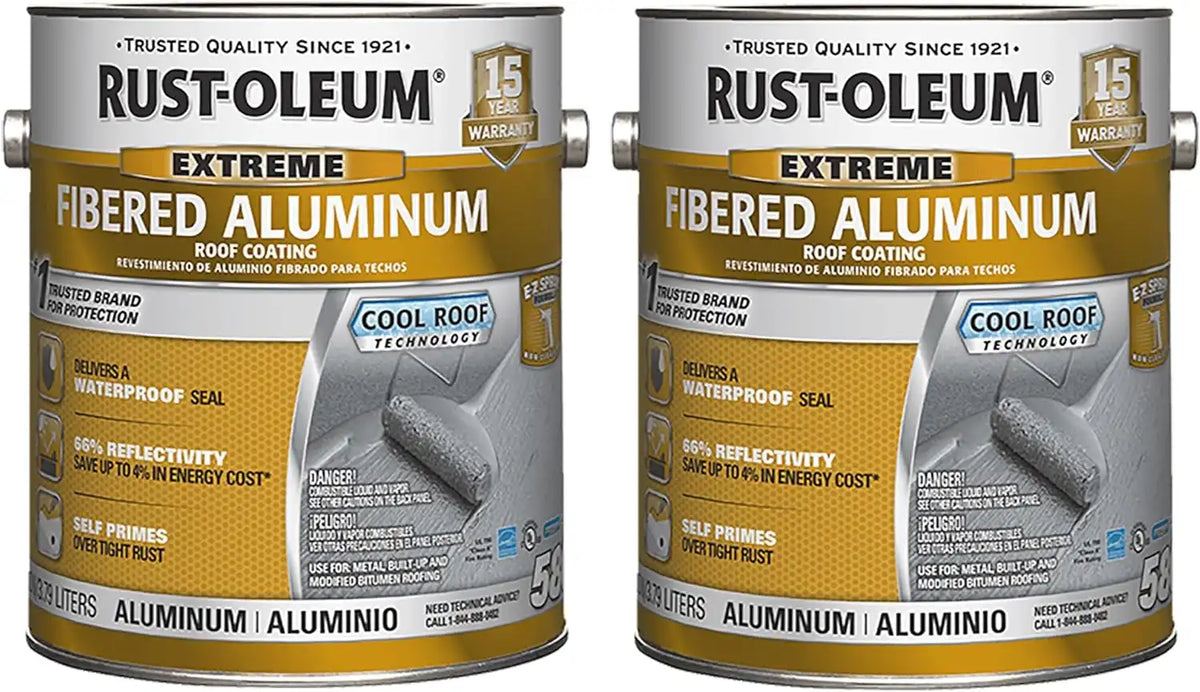 Rust-Oleum 580 Fibered Aluminum Roof Coating, Gallon, 2 Pack