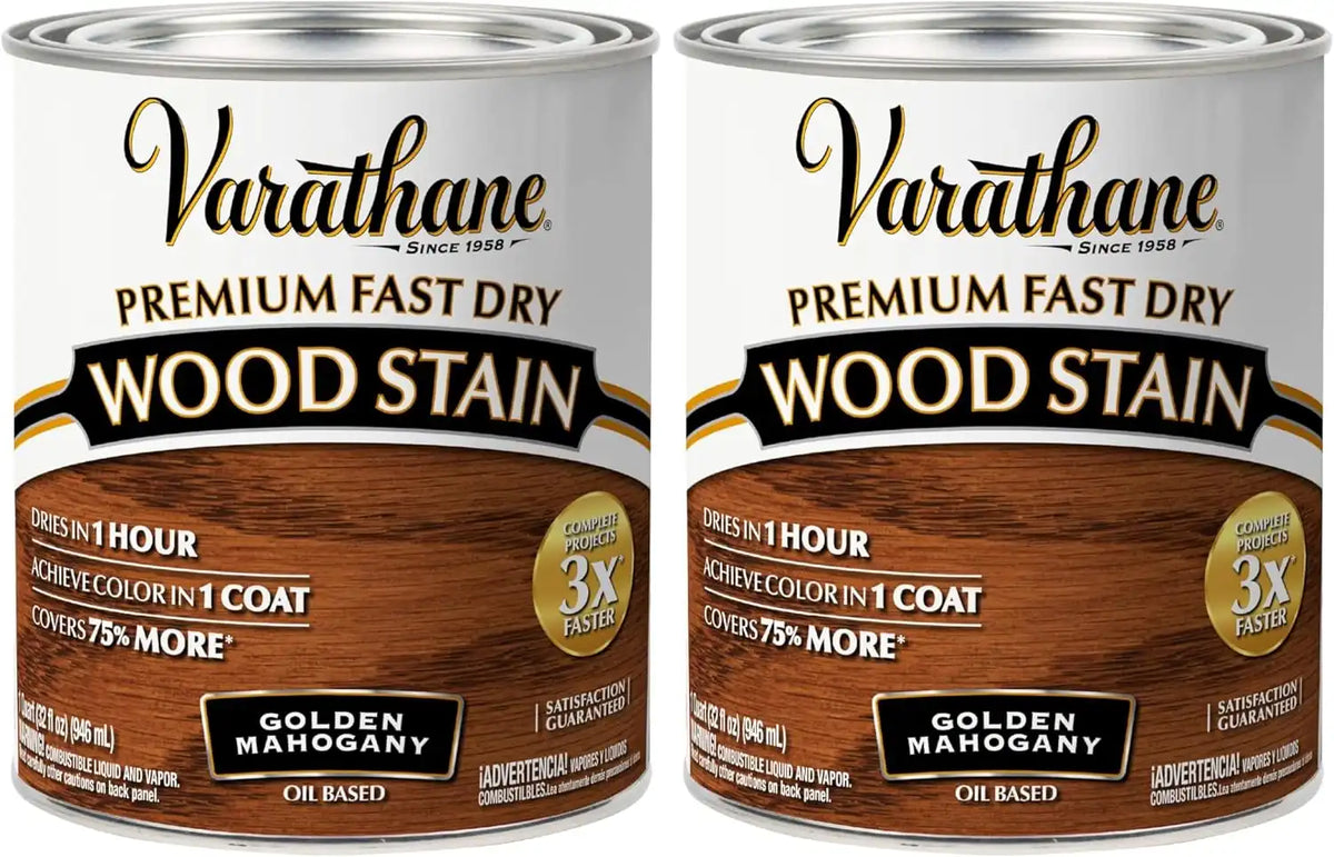 Rust-Oleum 262014 Varathane Premium Fast Dry Wood Stain, 32-Ounce, Golden Mahogany, Quart (Pack of 2)