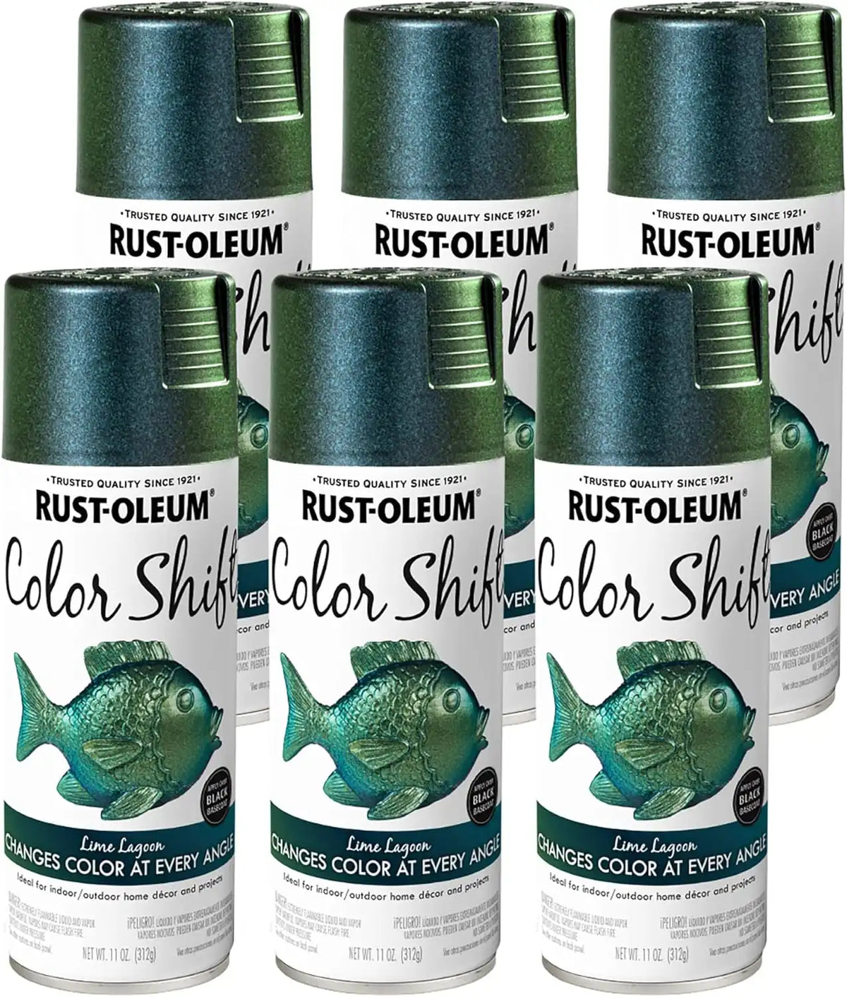 Rust-Oleum 398585-6PK Color Shift Spray Paint, 11 oz, Lime Lagoon, 6 Pack