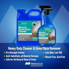 Miracle Sealants Miracle Heavy Duty Non-Acidic Cleaner, Tile & Stone Cleaner & Grout Haze Remover, Quart