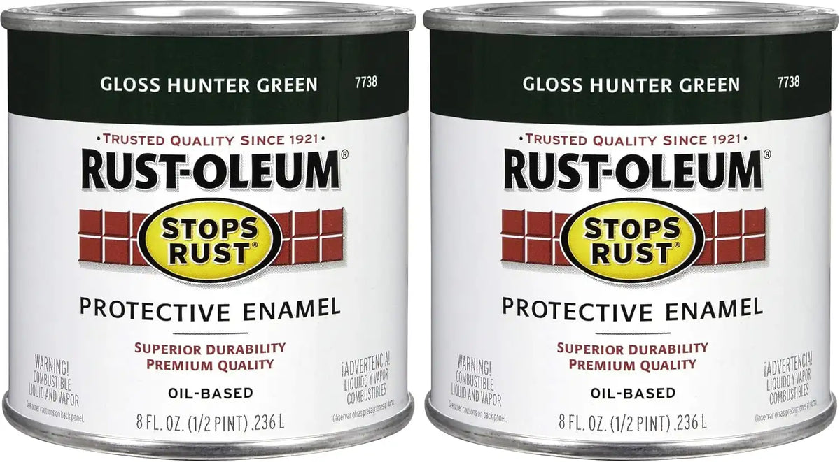 Rust-Oleum 7738730 Stops Rust Brush On Paint, Half Pint, Gloss Hunter Green, 8 Fl Oz (Pack of 2)