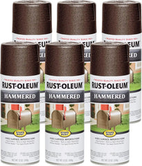 Rust-Oleum 210880-6PK Stops Rust Hammered Spray Paint, 12 oz, Brown, 6 Pack