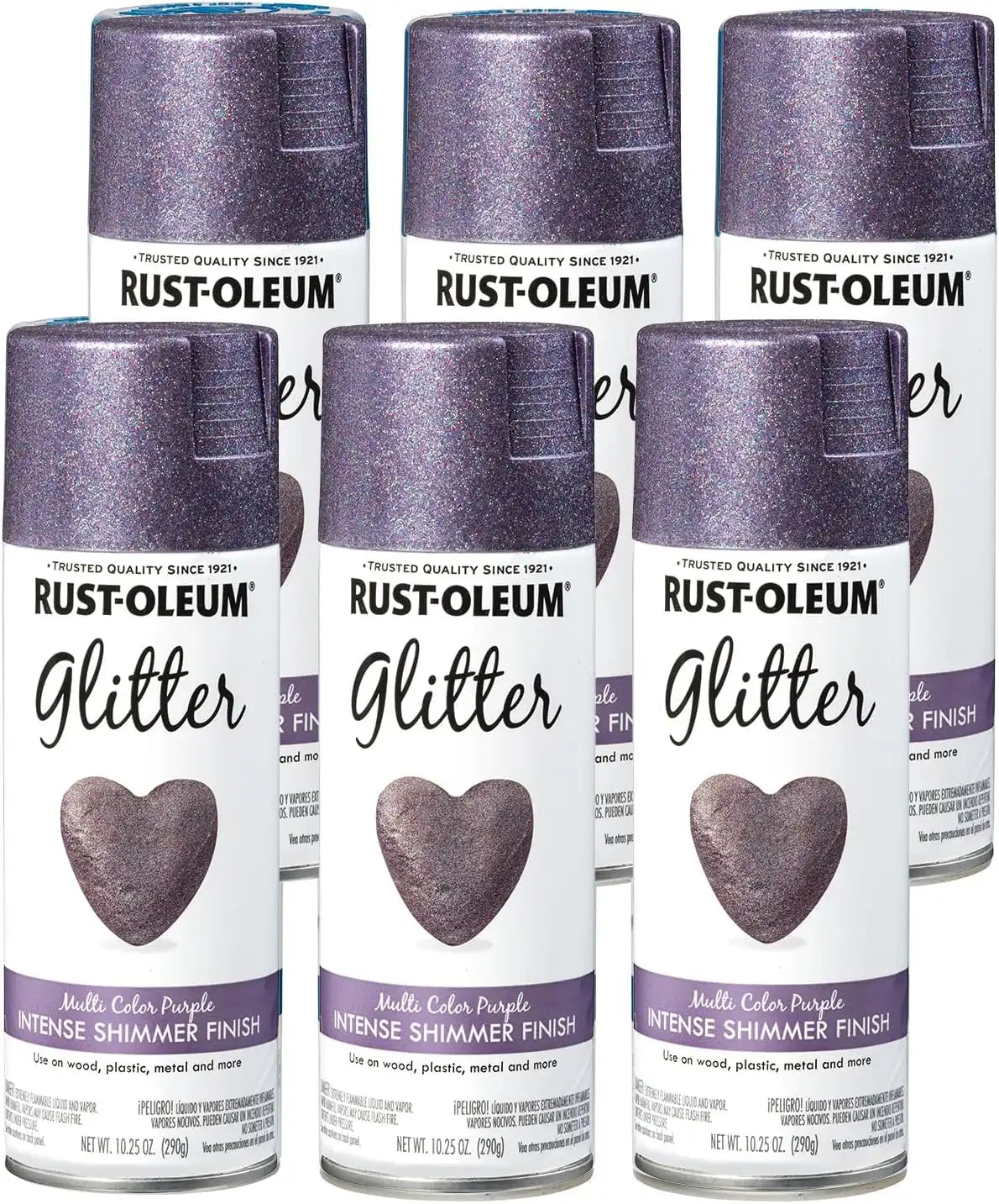 Rust-Oleum 342607-6PK Specialty Glitter Spray Paint, 10.25 oz, Purple Multi-Color, 6 Pack