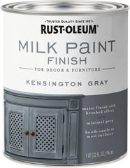 Rust-Oleum Kensington Gray Milk Paint Finish | Decor and Furniture Applications | Matte Finish Brushed Effect | Minimal Prep Needed | No Primers Required | Easy Clean Up | Quart