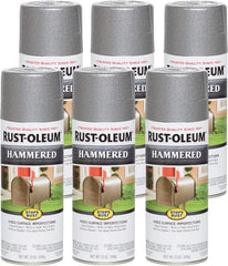 Rust-Oleum 7213830-6PK Stops Rust Hammered Spray Paint, 12 oz, Silver, 6 Pack