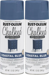 Rust-Oleum 302598 Series Chalked Ultra Matte Spray Paint, 12 Ounce (Pack of 2), Coastal Blue