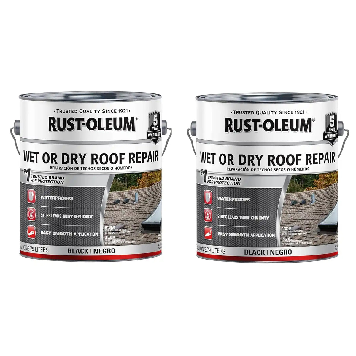Rust-Oleum Wet or Dry Asphalt Based Roof Repair Cement, Gallon, Black, 2 Pack