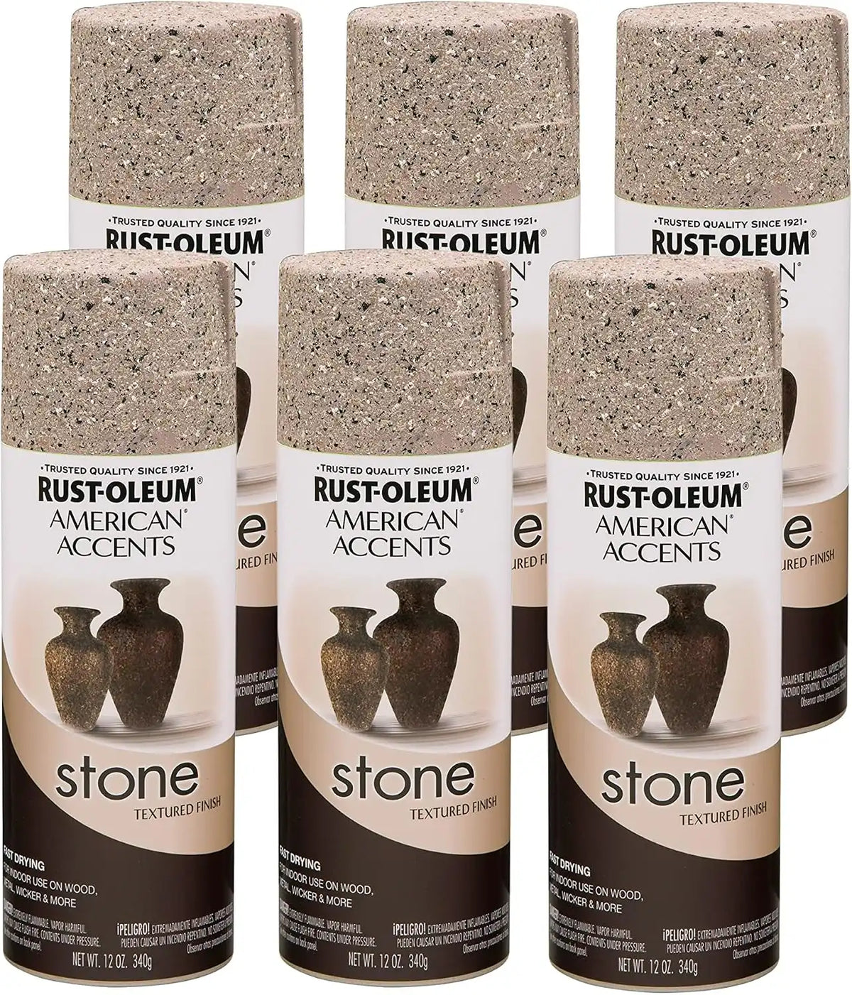 Rust-Oleum 7995830-6PK Stone Creations Spray, 12 oz, Pebble, 6 Pack