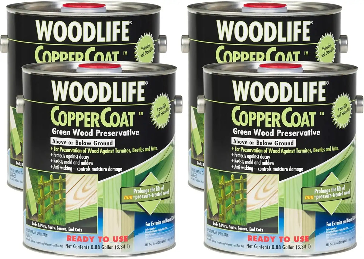 WOODLIFE 1901A-4PK CopperCoat Green Wood Preservative, 0.88 Gallon, Green, 4 Pack