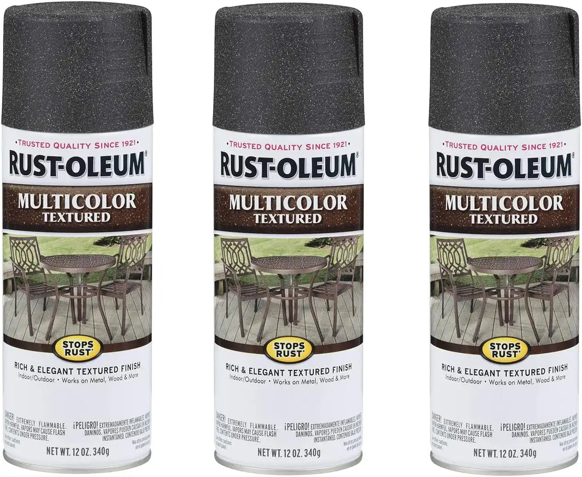 Rust-Oleum 223525-3PK Stops Rust Multi-Color Textured Spray Paint, 12 oz, Aged Iron, 3 Pack