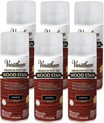 Varathane Premium Fast Dry Wood Stain Spray | 1 Hour Dry Time | 1 Coat Color | Interior Wood Stain | Furniture, Cabinets, Doors, Trim | 10.25 oz | 6 Pack | Cognac