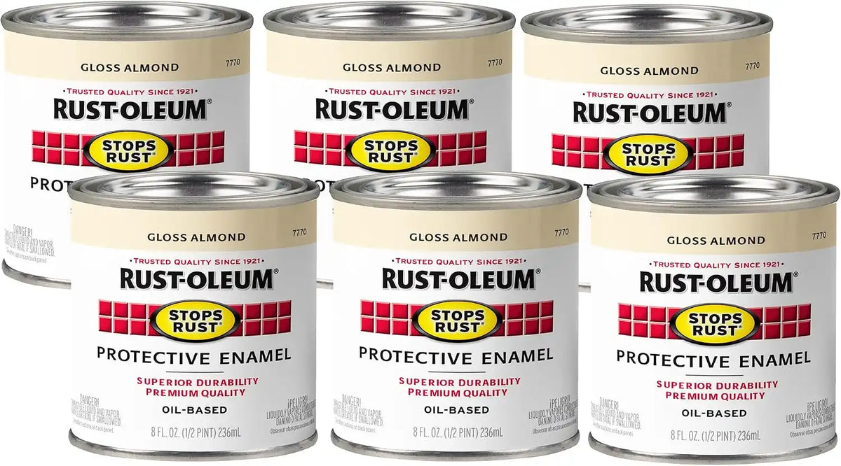 Rust-Oleum 7770730-6PK Stops Rust Brush On Paint, Half Pint, Gloss Almond, (Pack of 6)