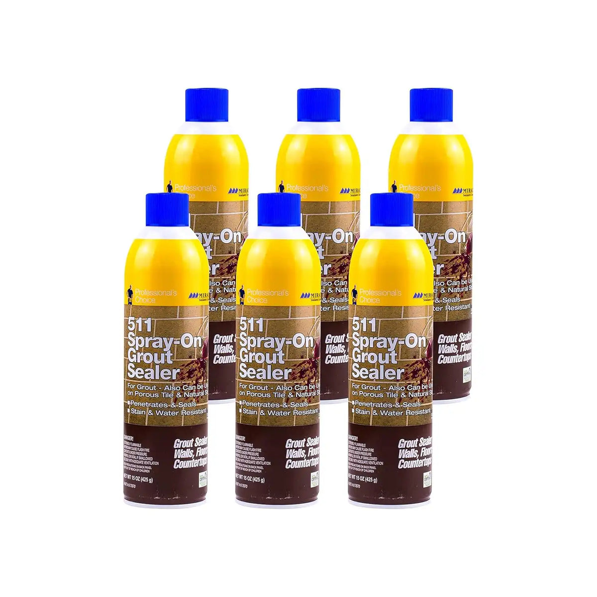 Miracle Sealants Grout Sealer Aerosol Spray, 15 oz, 6 Pack