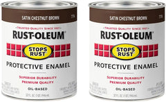 Rust-Oleum 7774502-2PK Stops Rust Brush On Paint, Quart, Satin Chestnut Brown, (Pack of 2)