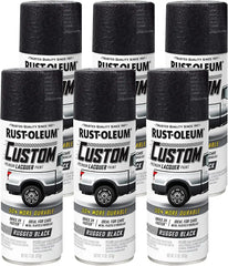 Rust-Oleum 323350-6PK Automotive Custom Lacquer Spray Paint, 11 oz, Rugged Black, 6 Pack