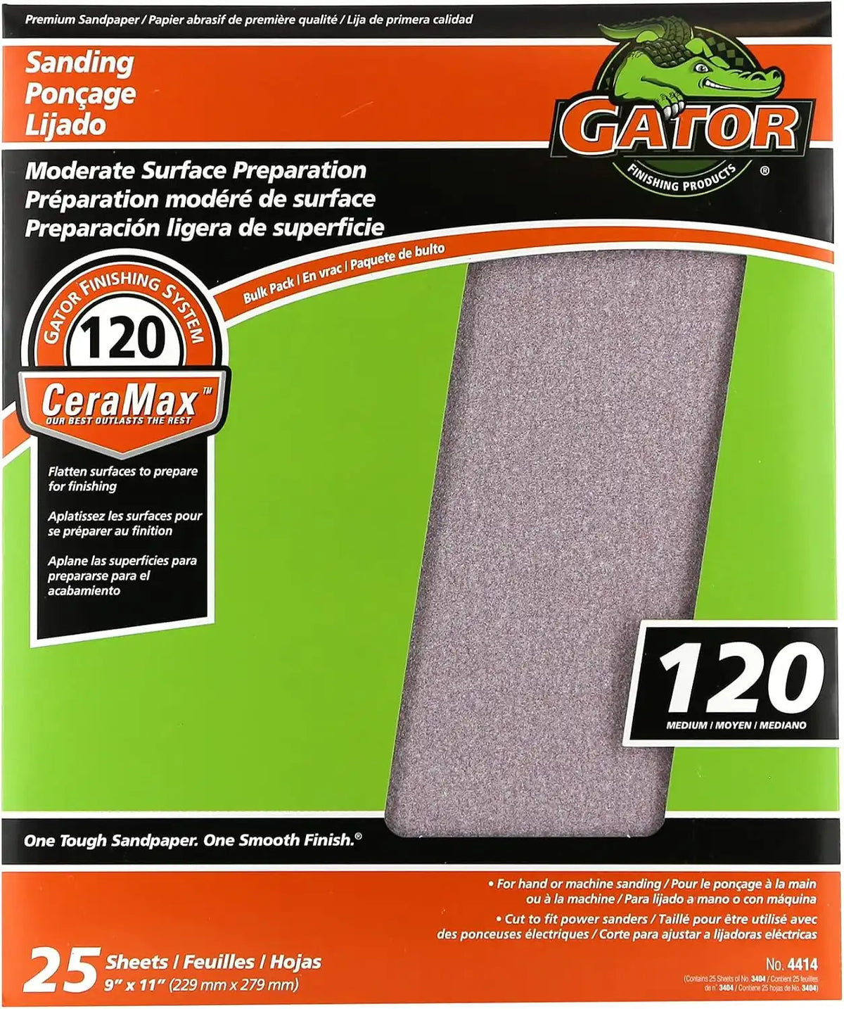Gator CeraMax 9" x 11" Ceramic Sanding Sheets, 120 Grit, 25 Pack