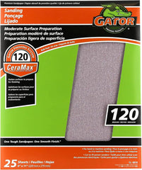 Gator CeraMax 9" x 11" Ceramic Sanding Sheets, 120 Grit, 25 Pack