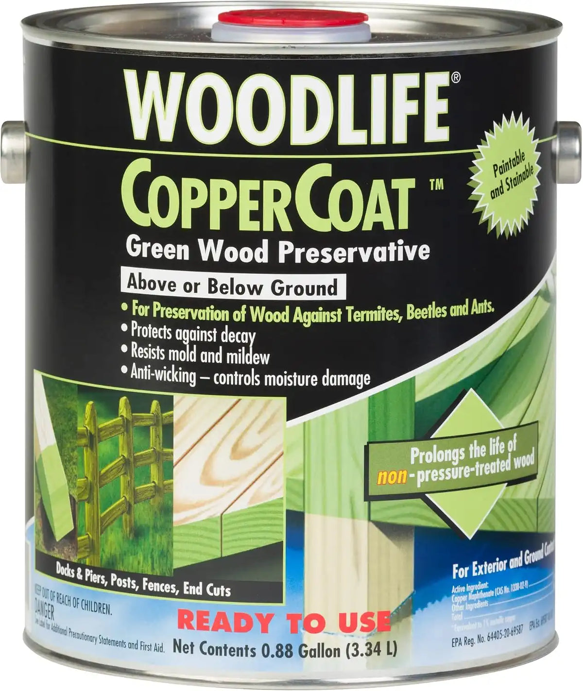 WOODLIFE 1901A CopperCoat Green Wood Preservative, Gallon, Green