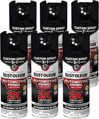 Rust-Oleum 2X Automotive Enamel Custom Spray 5-in-1 Spray Paint, 12 oz, Ultra Matte Black, 6 Pack