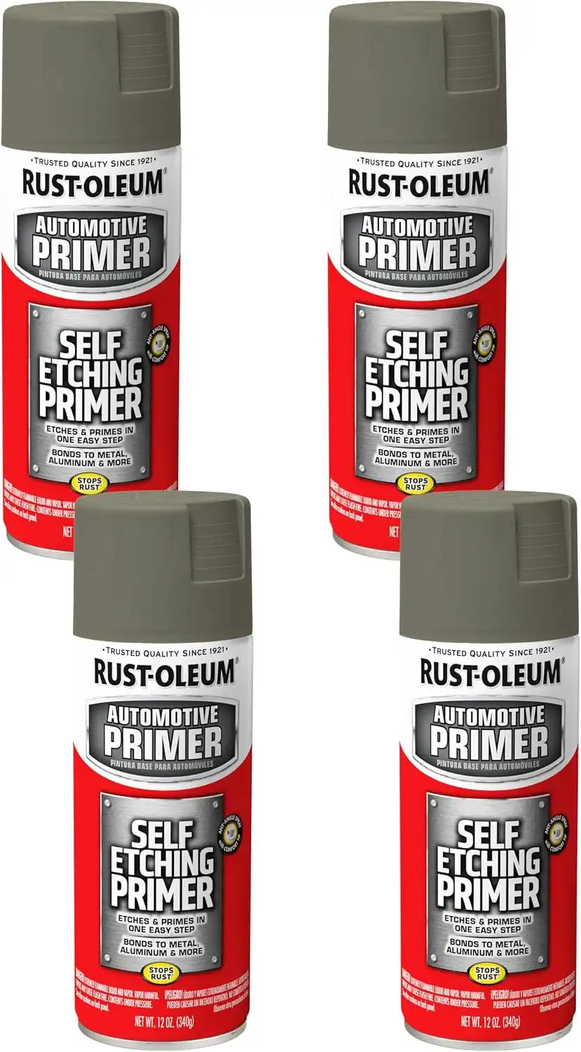 Rust-Oleum 249322 Automotive Self Etching Primer Spray Paint, 12 oz, Dark Green (Pack of 4)