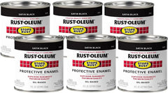 Rust-Oleum 7777730-6PK Stops Rust Brush On Paint, Half Pint, Satin Black, (Pack of 6)