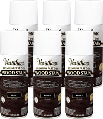 Varathane Premium Fast Dry Wood Stain Spray | 1 Hour Dry Time | 1 Coat Color | Interior Wood Stain | Furniture, Cabinets, Doors, Trim | 10.25 oz | 6 Pack | Ebony