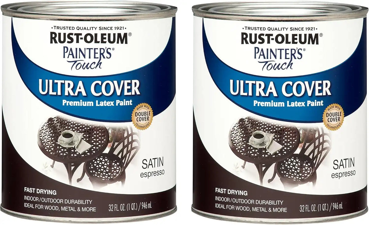 Rust-Oleum 242018-2PK Painter's Touch Latex Paint, Quart, Satin Espresso, 1 Quarts (Pack of 2)