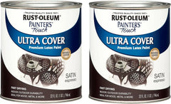 Rust-Oleum 242018-2PK Painter's Touch Latex Paint, Quart, Satin Espresso, 1 Quarts (Pack of 2)