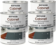 Rust-Oleum 372010-4PK Transformations Basics Cabinet & Trim Paint, Quart, Dark Gray, 32 Fl Oz (Pack of 4)