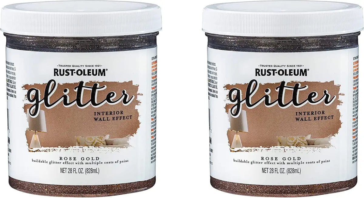 Rust-Oleum 360221-2PK Glitter Interior Wall Paint, 28 oz, Rose Gold, (Pack of 2)