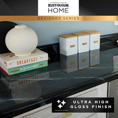 Rust-Oleum 396945 HOME Designer Series Marble Countertop Coating Kit | No Stripping Sanding or Priming | High Adhesion | Wear & Stain Resistant | Black Marble | 1 Kit