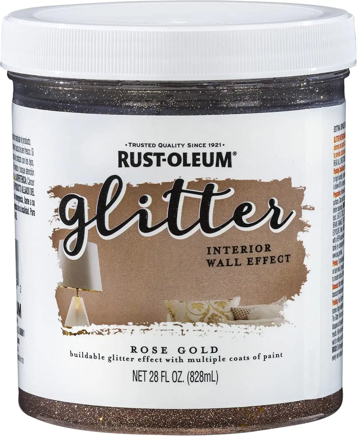 Rust-Oleum 360221 Glitter Interior Wall Paint, 28 oz, Rose Gold