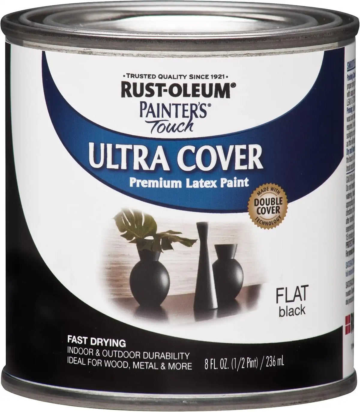 Rust-Oleum 1976730-6PK Painter's Touch Latex Paint, Half Pint, Flat Black, (Pack of 6)