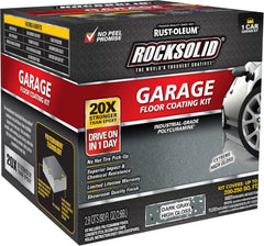 Rust-Oleum 317286 RockSolid Polycuramine Garage Floor Coating, 1 Car Kit, High Gloss Dark Gray