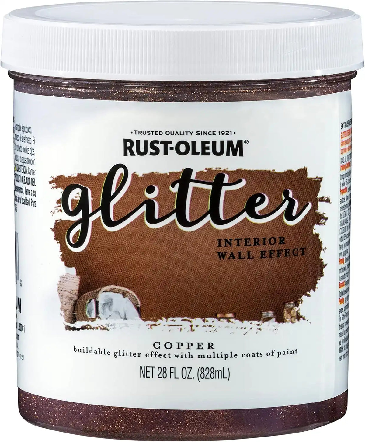 Rust-Oleum 360222 Glitter Interior Wall Paint, 28 oz, Copper