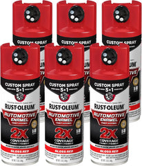 Rust-Oleum 2X Automotive Enamel Custom Spray 5-in-1 Spray Paint, 12 oz, Gloss Red, 6 Pack
